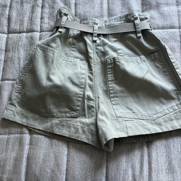 Isabel Marant paper bag canvas khaki cargo shorts w belt - Picture 3 of 5